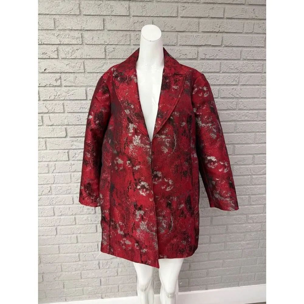 Chico’s Women’s Abstract Print Jacquard Topper Jacket Duster Size 12P